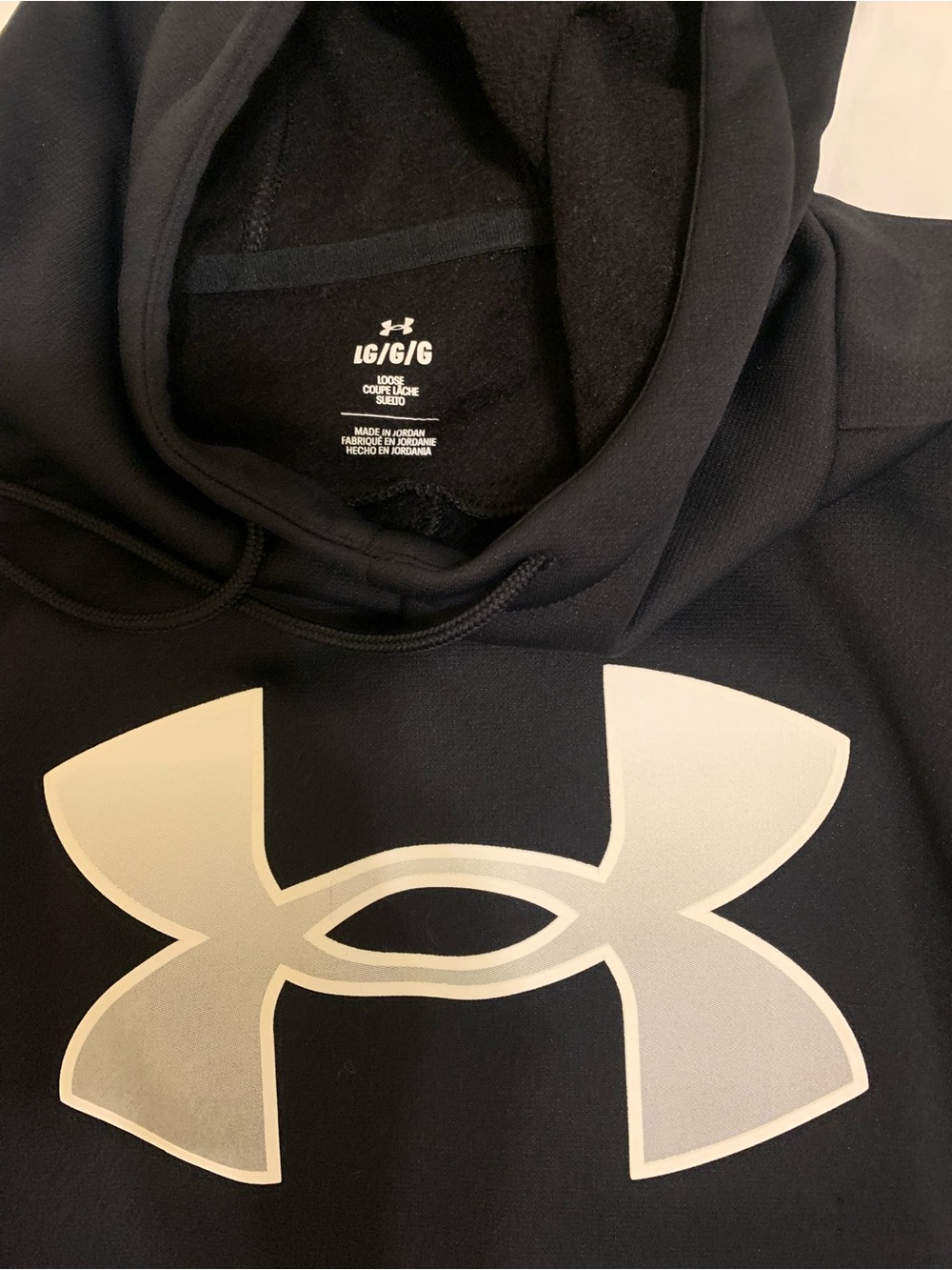 Under Armour Black Hoodie with Large Silver-White Logo